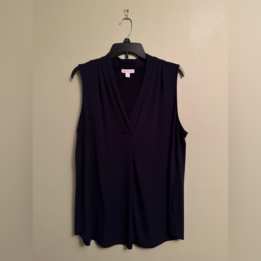 EUC Charter Club navy sleeveless v-neck top.